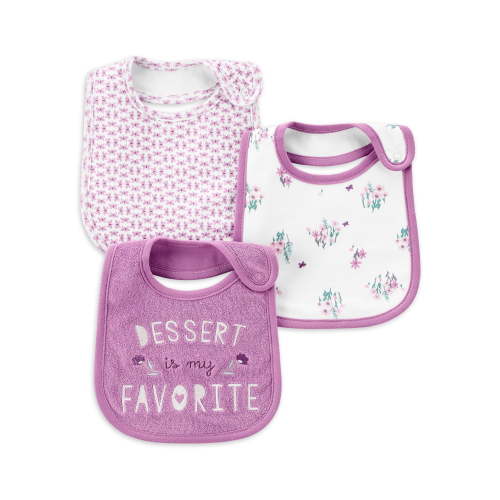 Carter's Child of Mine Baby Girl Cotton Drool Baby Bib, 3 Pack