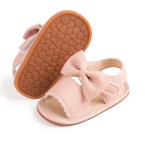 Babelvit Infant Baby Girl Boy Sandals Comfort Premium Summer Outdoor Casual Beach Shoes with Flower Bowknot Anti Slip Rubber Sole Newborn Toddler Prewalker First Walking Shoes