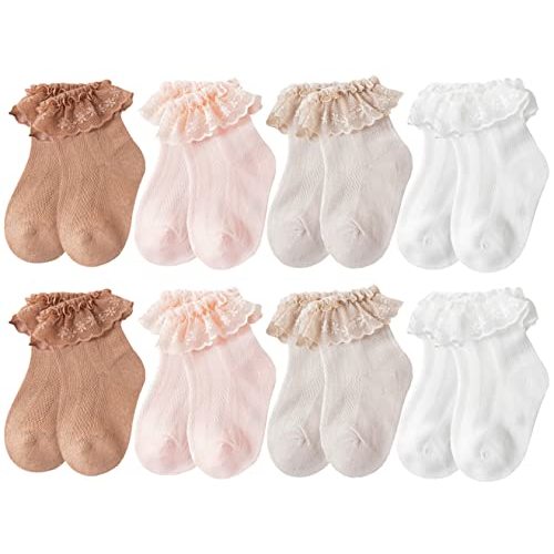 QandSweet Baby Girls' Eyelet Flower Socks Ankle Sock for Newborn Infant Toddlers Kids
