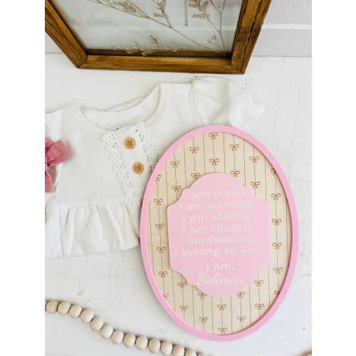 Personalized Affirmation Sign for Girl: Maple Wood Nursery Decor
