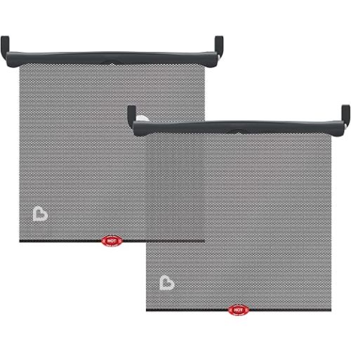 Munchkin Brica Sun Safety Car Window Shade with Heat Alert, Helps Block UVA/UVB Rays, 2 Pack, Black