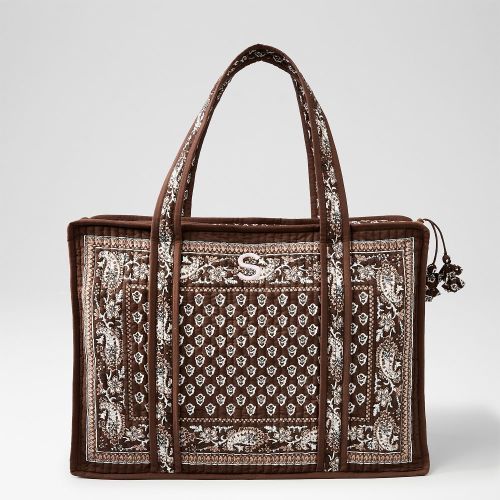 Bandana Block Print Quilted Zip-Top Tote