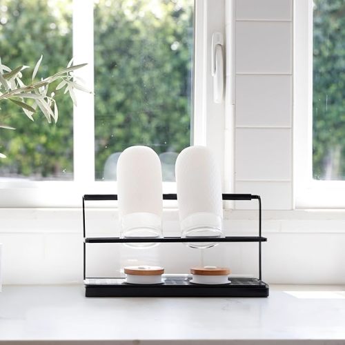 Selegna Diatomaceous Earth Bottle Drying Rack, Baby Bottle Drying Rack, Over Sink Instant Dry Small Dish Drying Rack & Bottle Dryer, Space Saving Narrow Two Tier Tower Water Bottle Drying Rack (White)