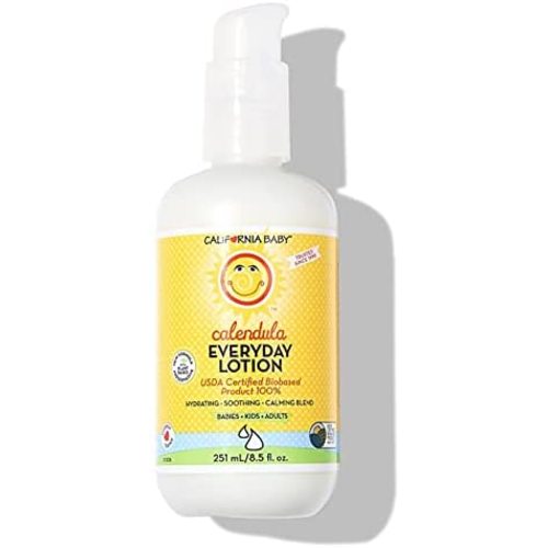 California Baby Calendula Everyday Lotion - Moisturizer for Dry, Sensitive Skin, Post Bath and Diaper Changing, Non-Greasy, Fast-Absorbing Formula, 100% Plant-Based - USDA Certified, Calendula - 8.5 oz