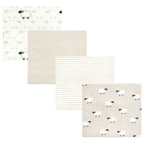 Hudson Baby Cotton Poly Flannel Receiving Blankets, Taupe Sheep, One Size
