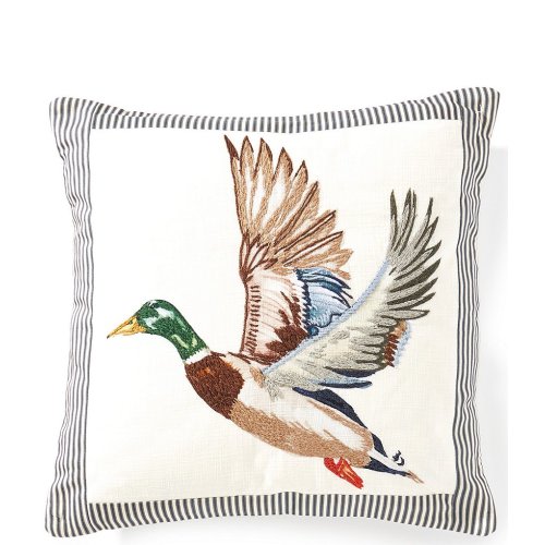 Southern Living Embroidered Mallard Print Square Pillow