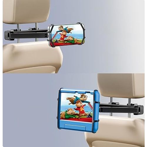 FANGOR Tablet Holder for Car - [3 in 1 Adjustable Extension Arm] Upgraded iPad Holder for car Backseat with Holding Net, Road Trip Essentials for Kids, for 4.7-13" iPad Pro, Air, Mini, Fire HD, Phone