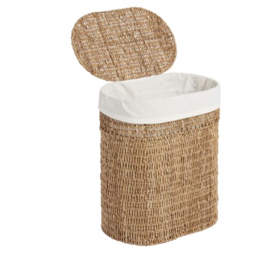 Oval Seagrass Laundry Hamper with Liner - World Market