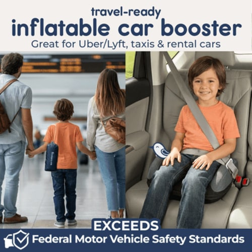 Hiccapop UberBoost Inflatable Booster Car Seat, Travel Booster Car Seat, Narrow Backless Booster Seat for Kids, Toddlers, Child, Portable (Black/Gray) - Walmart.com