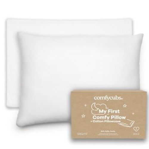 Toddler Pillow with Cotton Pillowcase, 13"x18", Kids Pillow for Sleeping by Comfy Cubs - 1 Pack