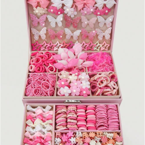 534pcs/Set Girls' Pink Bowknot Hair Clips, Cute Princess Hair Accessories, High Elastic Durable Non-Damaging Hair Ties, Hair Bands, Rabbit Ear Hair Rings, Versatile Duck Clip Barrettes, Suitable For Daily Use | SHEIN USA