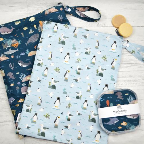 Ocean life Waterproof Wet Bag: Cloth Diaper, Swim, Gym