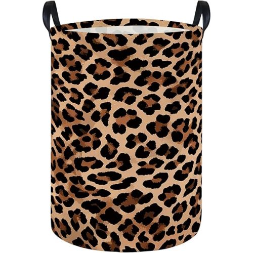 Baby Laundry Hamper Baby Nursery Hamper Waterproof Foldable Kids Laundry Basket Kids Dirty Clothes Hampers Girl Room Decor for Home Gift Baskets(Brown Leopard Print)