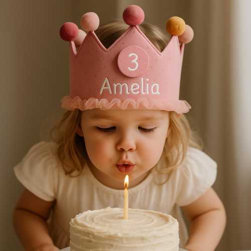 Personalized Birthday Crown Custom Name Number Badges Adjustable TieBack PartyHat Kids 12345678910years old Celebration Gift BoyGirl Toddler