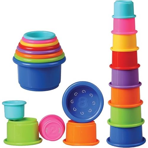 Colorful Stacking Cups for Babies and Toddlers, 8 PCS Nesting and Stackable Cups for Bath, Beach, Montessori Play, Early Learning and Fine Motor Skill Development - 8 Count