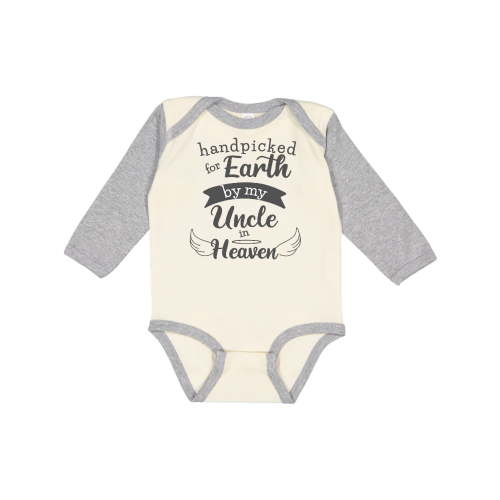 Inktastic Handpicked for Earth by My Uncle in Heaven Tribute Boys or Girls Long Sleeve Baby Bodysuit