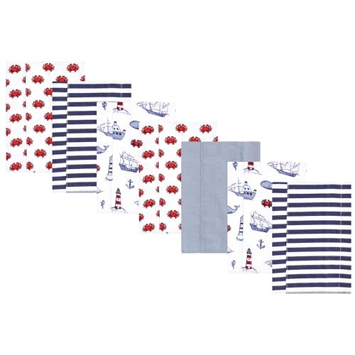 Luvable Friends Hudson Baby Flannel Burp Cloths 7pk, Coastal Lighthouse