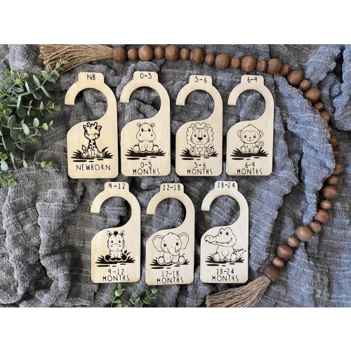 Wooden Baby Closet Dividers || Nursery, Child, Organize || Safari Animal, Giraffe, Lion, Elephant Theme || Newborn, Shower, Gift | Boy, Girl