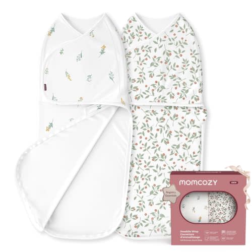 Momcozy Swaddles for Newborns, Quiet Fastener Swaddle for Infant 0-3 Months | New-Parent-Friendly Sleep Sack, Reduce Startle Reflex, Newborn Boys Girls Registry Essentials, 2-Pack, Cherish
