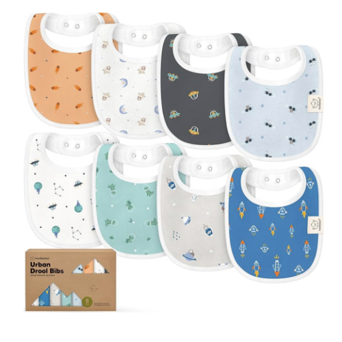 8-Pack Organic Baby Bibs for Boys, Girls - Soft Cotton Drooling and Teething Bibs for Baby Girl & Boy, Extra Absorbent, Easy To Clean & Put On for Toddler, Newborn, Infant 0-24 Months (Cosmo)