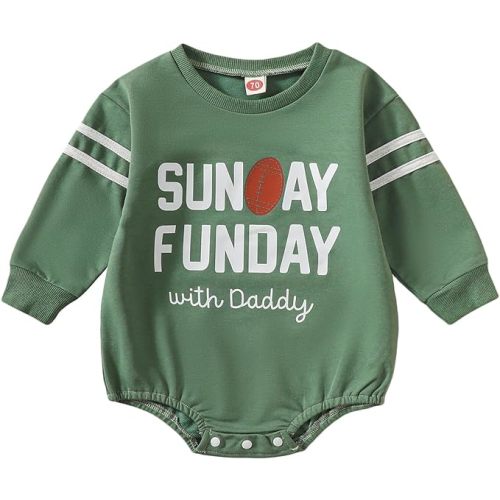Newborn Baby Boy Girl Football Outfit Game Day Sweatshirt Romper Long Sleeve Pullover Bodysuit Fall Winter Clothes