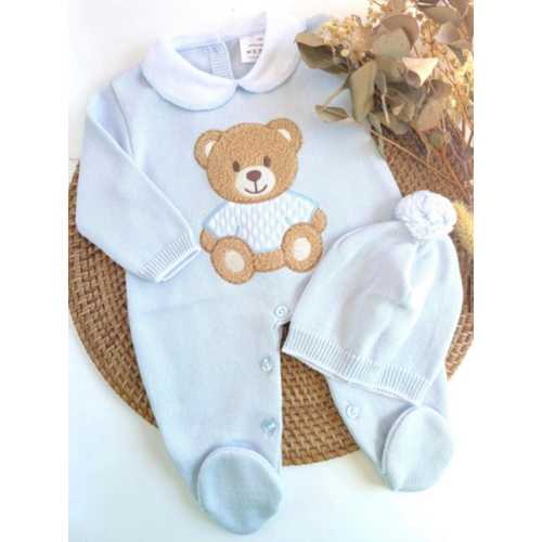 Newborn Boy First Outfit Spanish pregnant Hospital Set Peto Primera Posita baby boy knit clothing knitted footie bear