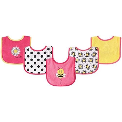 Luvable Friends Baby Cotton Terry Drooler Bibs with PEVA Back, Transportation, One Size