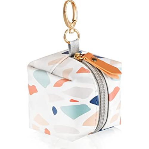 Pacifier Case with Clip, Holder Pouch for Diaper Bag, Holds 2 Pacifiers, Colorful Stone