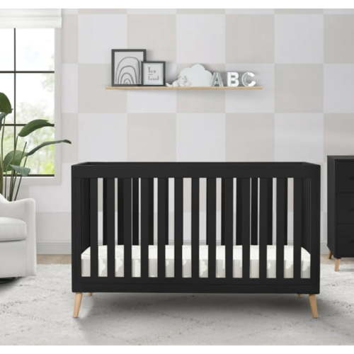 Delta Children Essex 4-in-1 Convertible Baby Crib - Greenguard Gold Certified, Ebony/Natural
