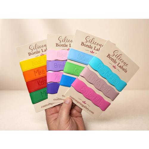 Silicone Water Bottle Labels, Waterproof Straight Bands, Labels for Baby Bottles, Cups, Tumblers, Thermos, Reusable Name Label, Gift, School