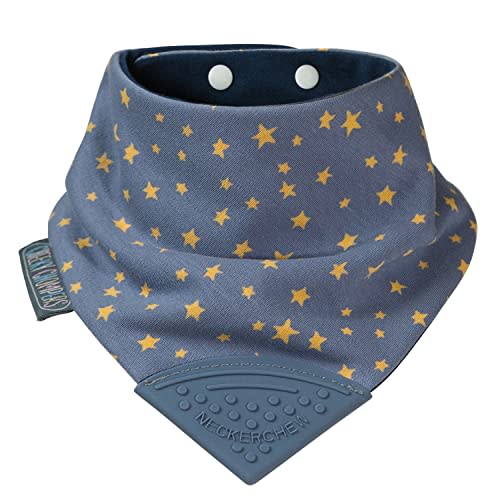 Cheeky Chompers Neckerchew Teething Bib, 2-in-1 Bandana Style Bib w/Food Grade Silicone Teether