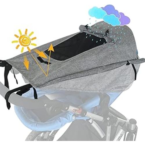 Stroller Sun Shade - UPF 50+ Universal Stroller Cover for Baby Sun Protection-Waterproof Stroller Cover for Sun, Stroller Sun Shade Extender with See Through, Joggers & Stroller Accessories for Summer