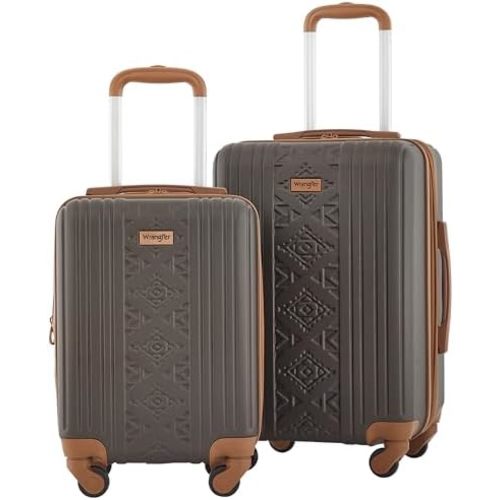 Wrangler 22" and 18" Heartland 2-Piece Carry-On Luggage Set, Chocolate