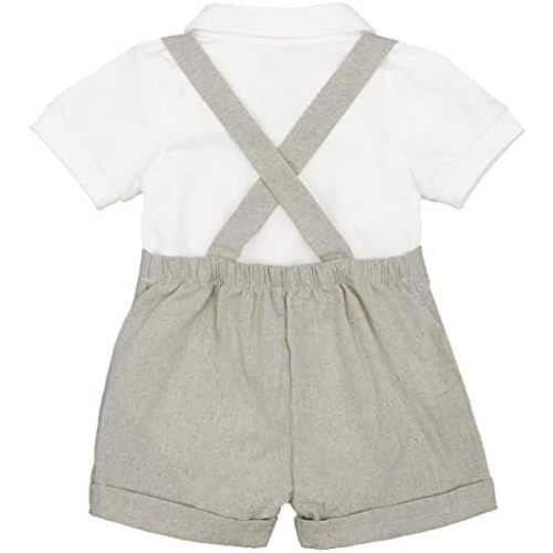 Baby Boys Formal Suit Set Short Sleeve Romper Suspenders Shorts Pants Bowtie Wedding Tuxedo Outfits Cake Smash Clothes