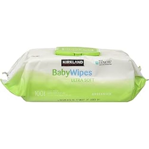 Baby Wipes Unscented Ultra Soft by Kirkland with Flip top Lid, 100 Count (Pack of 3)