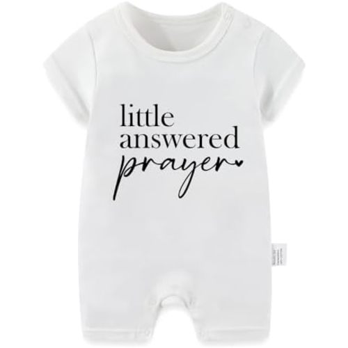 Little Answered Prayer Bodysuit, Pregnancy Announcement Gender Neutral Baby Gifts, Cute Infant Short-Sleeve Clothes