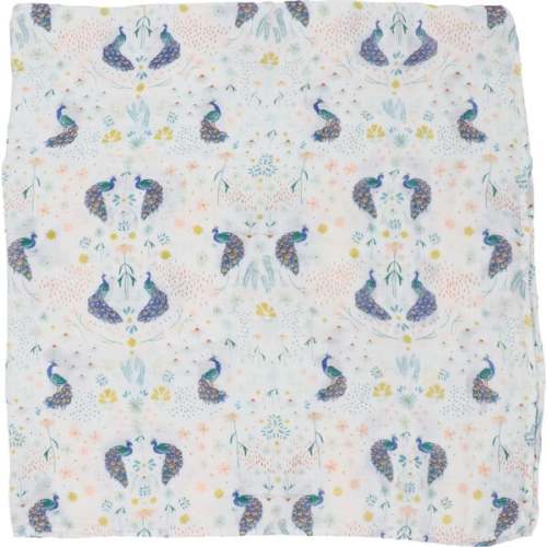 Deluxe Muslin Swaddle Blanket, Peacock - Little Unicorn | Maisonette