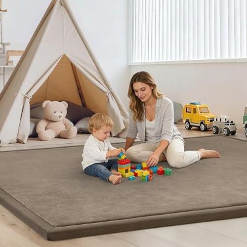 Baby Play Mat 1.3" Thick-59 X79 Area Rug for Floor Carpet Tapis Salon,Brown