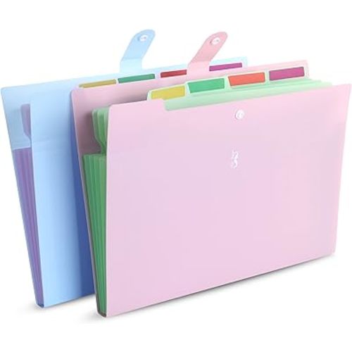 Mr. Pen Expanding File Folder, 2 Pack, 5 Pocket, Accordion Folder with Labels, A4/Letter Size, Waterproof and Tearproof