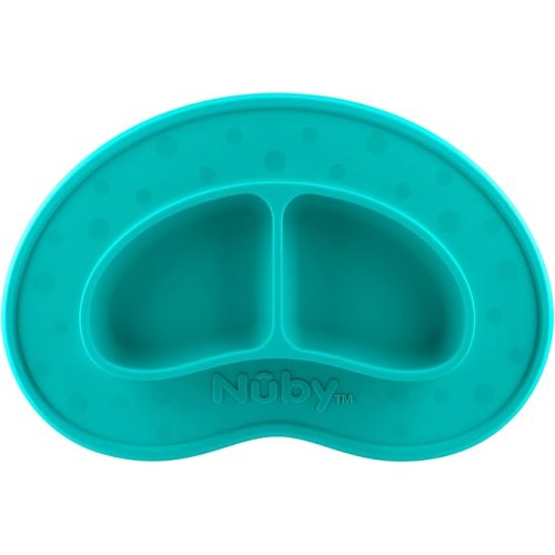 Nuby Sure Grip Miracle Mat 2-Section Toddler Plate - Suction Silicone Plate - 6+ Months - Aqua