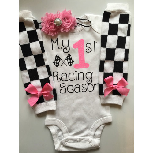 Baby Girl Race Day Outfit - My 1st Racing Season outfit- checkered outfit - personalized baby outfit - baby girl -choose your pieces