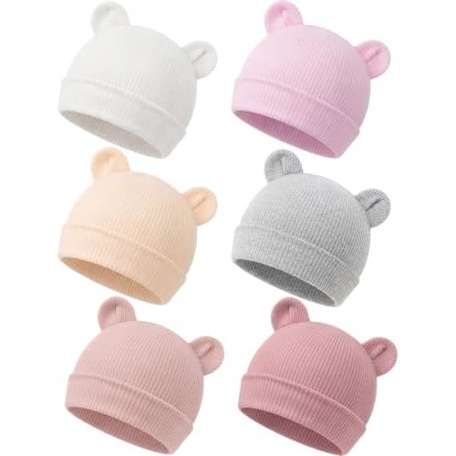 DRESHOW BQUBO 6 Pack Baby Newborn Hats Set for Boys Girls Preemie-3 Months
