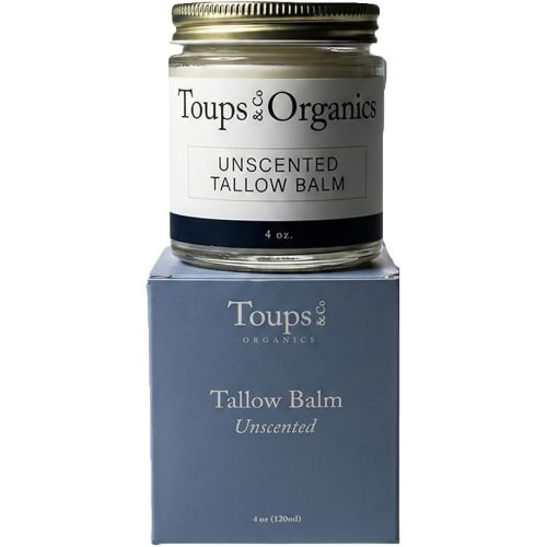 Toups & Co Tallow Balm – Unscented | Grass-Fed Tallow Balm for Face & Body | Fragrance-Free Daily Moisturizer | Minimal Ingredient Skincare | Essential Oil Free | 4 oz