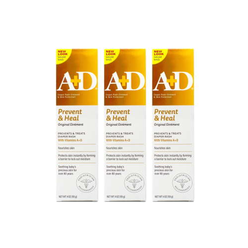 A+D Prevent + Heal Diaper Rash Ointment 4 oz, - 3 Pack
