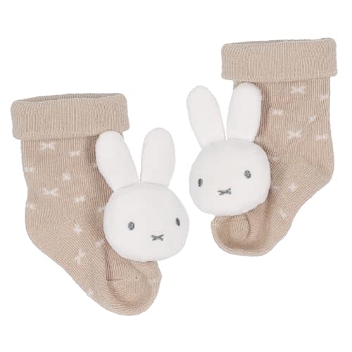 Kids Preferred Miffy Baby Foot Rattle Set - Super Soft Rattles, Neutral Colors, Soft Sensory Elastic Socks, Embroidered Details, Ages 0 to 9 Months