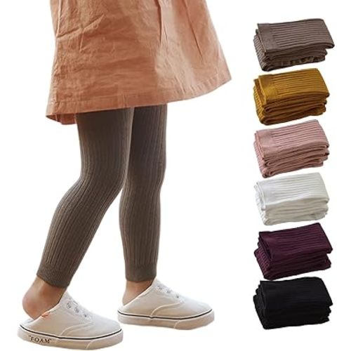 Looching 3/6 Pack Toddler Baby Cable Knit Ankle Leggings Pants Footless Winter Tight Stockings for Girls