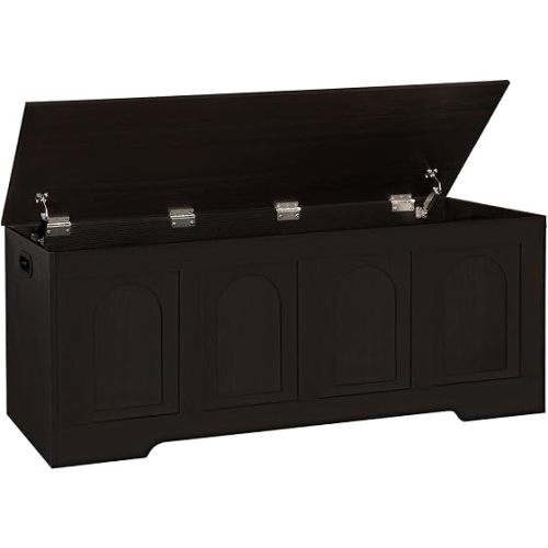 Storage Chest, Wooden Toy Box, Espresso 50.0" L