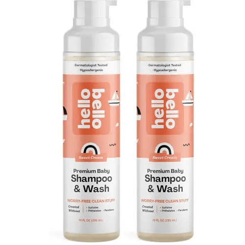 Hello Bello Extra Gentle Shampoo and Body Wash, Hypoallergenic and Pediatrician Tested Formula for Babies and Kids, Sweet Cream Scent, 10 FL Oz (2 Pack)