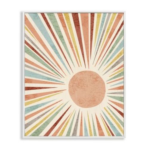 Stupell Industries Children's Bold Summer Sun Warm Tone Abstract Rays Framed Giclee Art