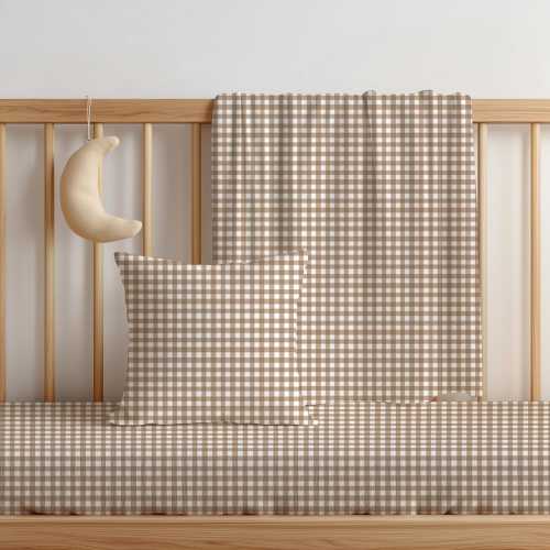 Brown Crib Bedding Set, Crib set boy, Gingham baby shower gift, Neutral nursery, Crib sheets, Checkered bedding